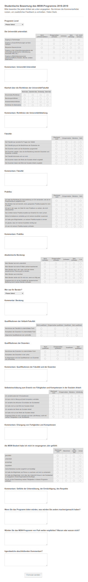 Formular Zur Bewertung Des Masterprogramms