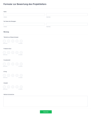 Formular Zur Bewertung Des Projektleiters Form Template