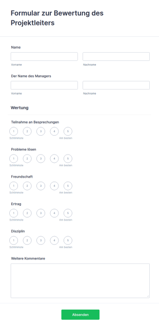 Formular Zur Bewertung Des Projektleiters
