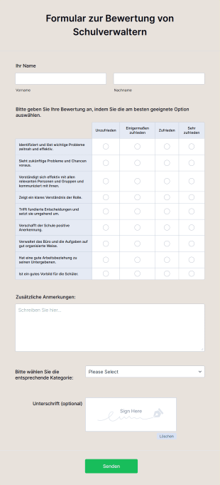 Formular Zur Bewertung Von Schulverwaltern