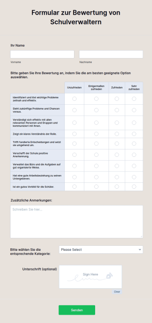 Formular Zur Bewertung Von Schulverwaltern