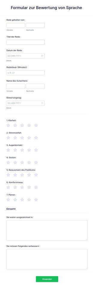 Formular Zur Bewertung Von Sprache