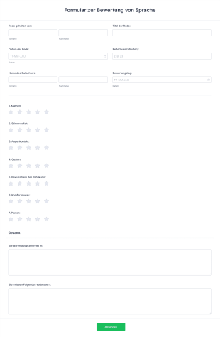 Formular Zur Bewertung Von Sprache Form Template
