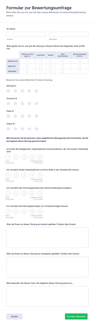 Formular Zur Bewertungsumfrage