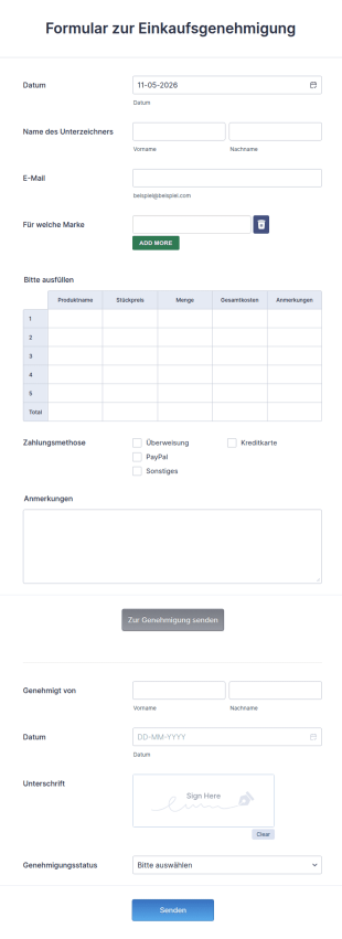 Formular Zur Einkaufsgenehmigung