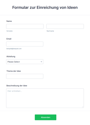 Formular Zur Einreichung Von Ideen Form Template