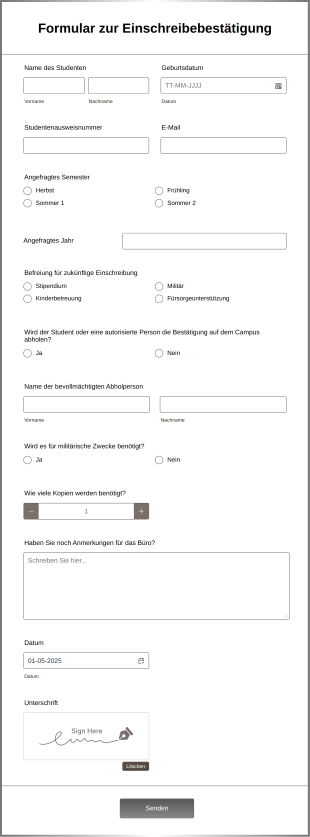 Formular Zur Einschreibebestätigung Form Template