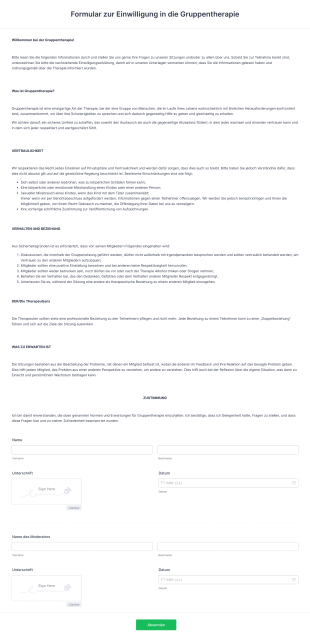 Formular Zur Einwilligung In Die Gruppentherapie