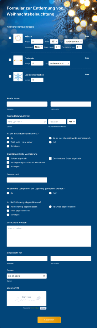 Formular Zur Entfernung Von Weihnachtsbeleuchtung