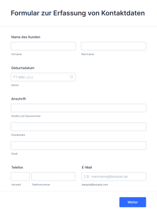Formular Zur Erfassung Von Kontaktdaten Form Template