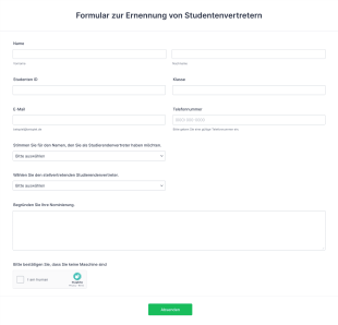 Formular Zur Ernennung Von Studentenvertretern Form Template