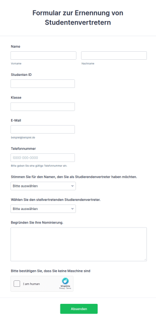 Formular Zur Ernennung Von Studentenvertretern