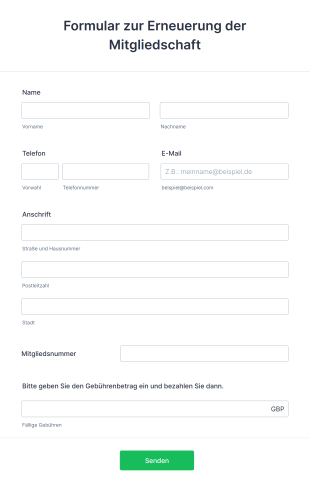 Formular Zur Erneuerung Der Mitgliedschaft