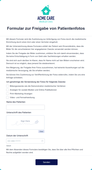 Formular Zur Freigabe Von Patientenfotos