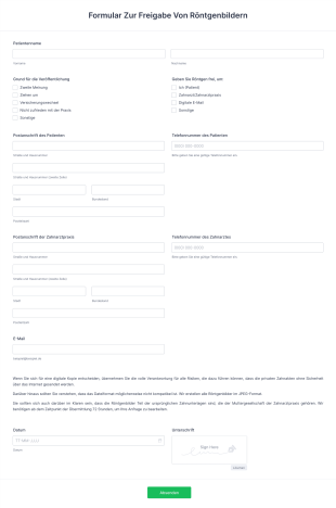 Formular Zur Freigabe Von Röntgenbildern