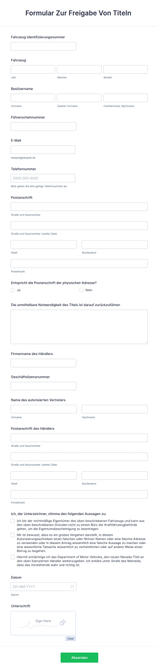 Formular Zur Freigabe Von Titeln