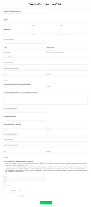 Formular Zur Freigabe Von Titeln