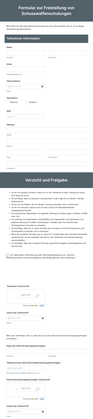 Formular Zur Freistellung Von Schusswaffenschulungen