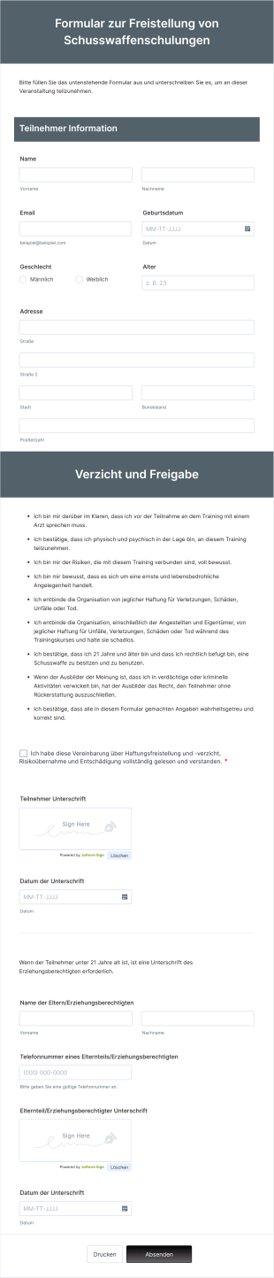 Formular Zur Freistellung Von Schusswaffenschulungen