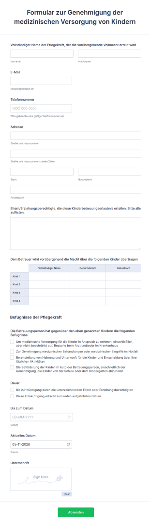 Formular Zur Genehmigung Der Medizinischen Versorgung Von Kindern