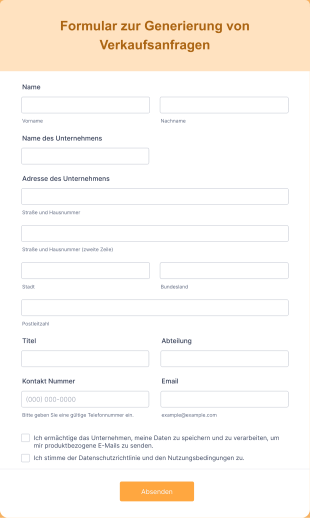 Formular Zur Generierung Von Verkaufsanfragen
