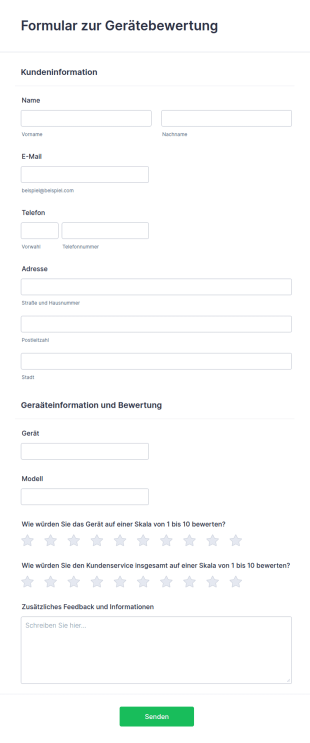 Formular Zur Gerätebewertung