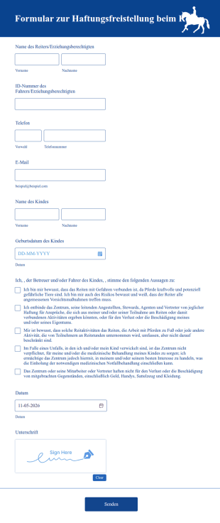 Formular Zur Haftungsfreistellung Beim Reiten