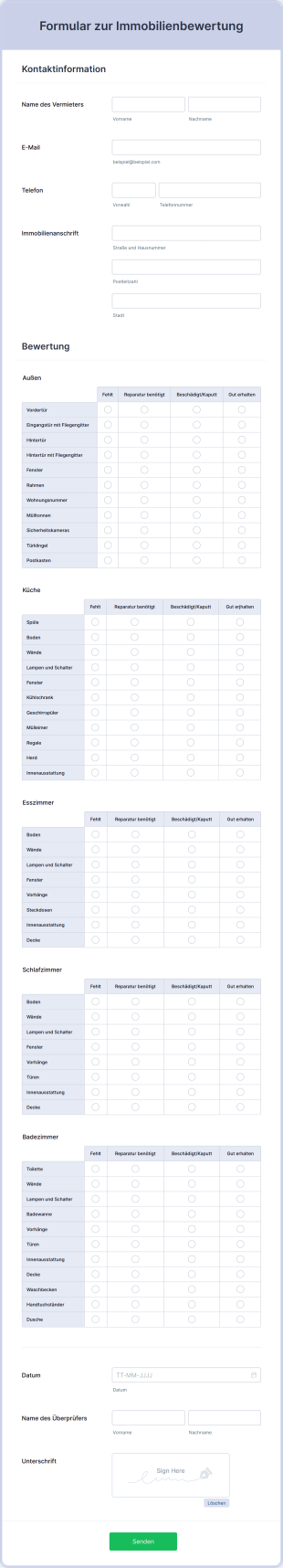 Formular Zur Immobilienbewertung Form Template