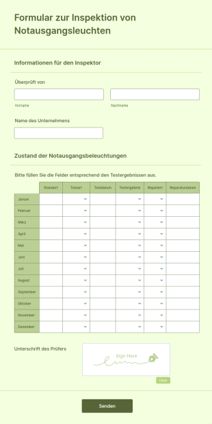 Formular Zur Inspektion Von Notausgangsleuchten