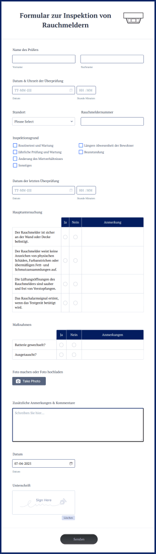 Formular Zur Inspektion Von Rauchmeldern