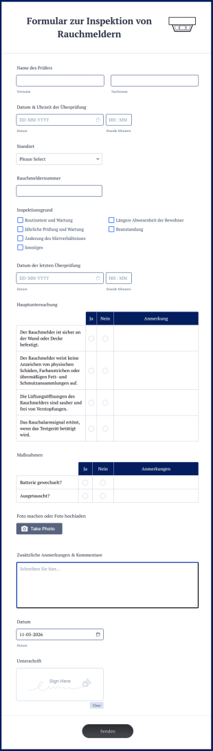 Formular Zur Inspektion Von Rauchmeldern