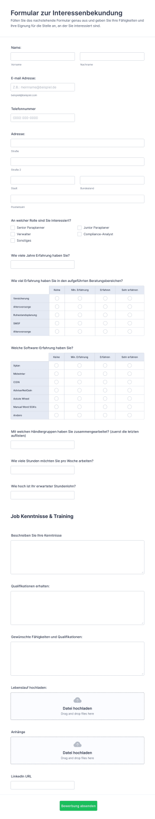 Formular Zur Interessenbekundung