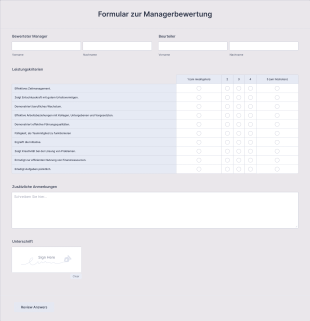 Formular Zur Managerbewertung Form Template