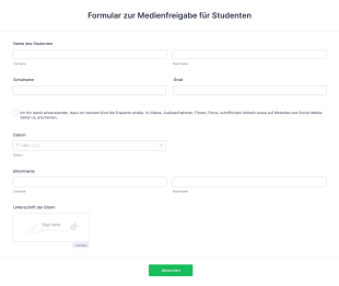 Formular Zur Medienfreigabe Für Studenten