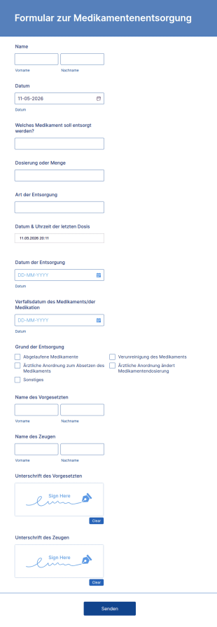 Formular Zur Medikamentenentsorgung