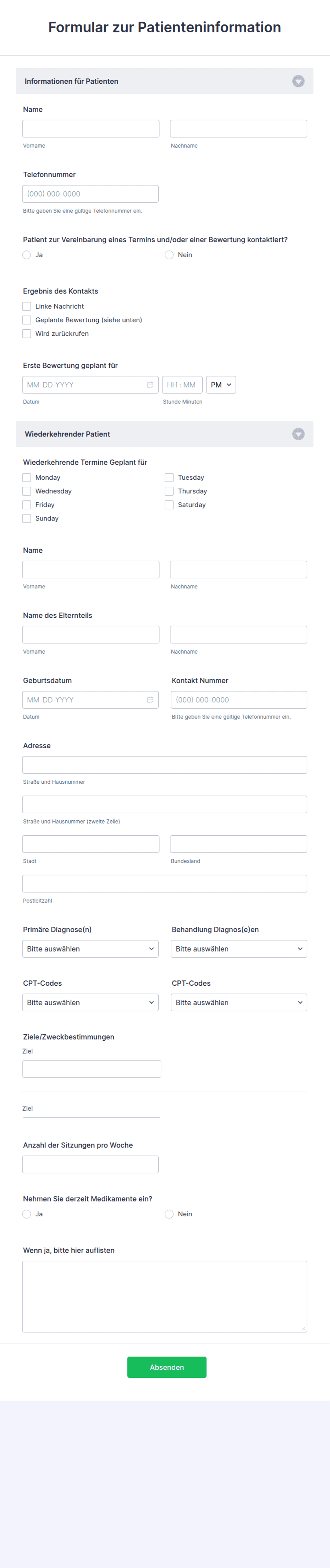 Formular zur Patienteninformation | Jotform