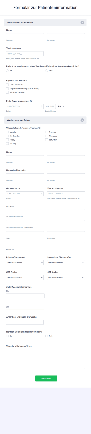 Formular Zur Patienteninformation