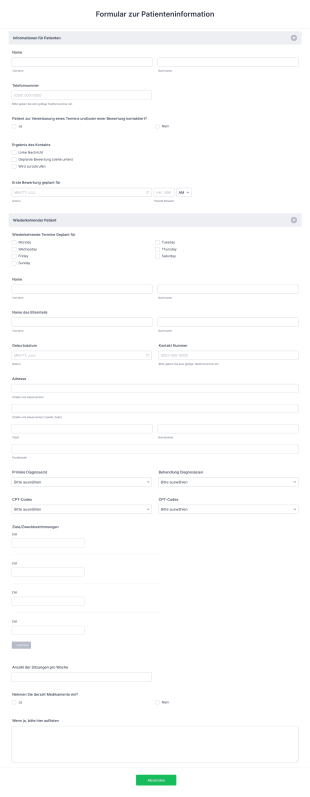 Formular Zur Patienteninformation