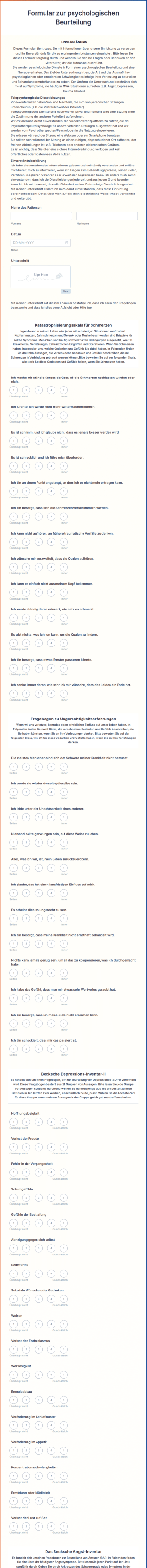 Formular Zur Psychologischen Beurteilung