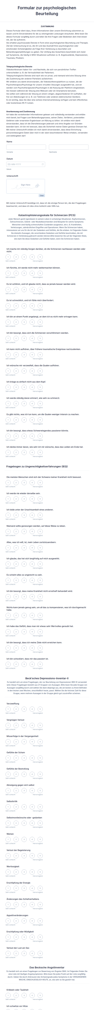Formular Zur Psychologischen Beurteilung
