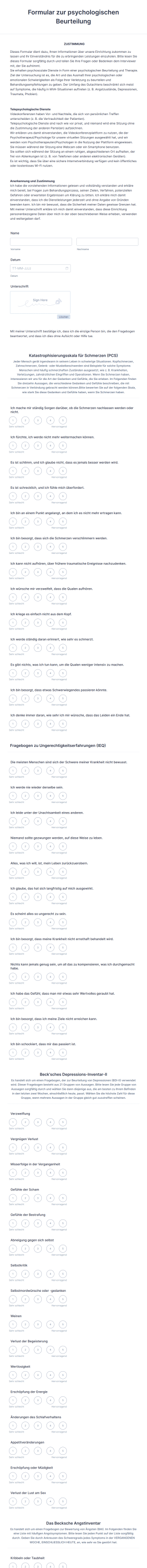 Formular Zur Psychologischen Beurteilung