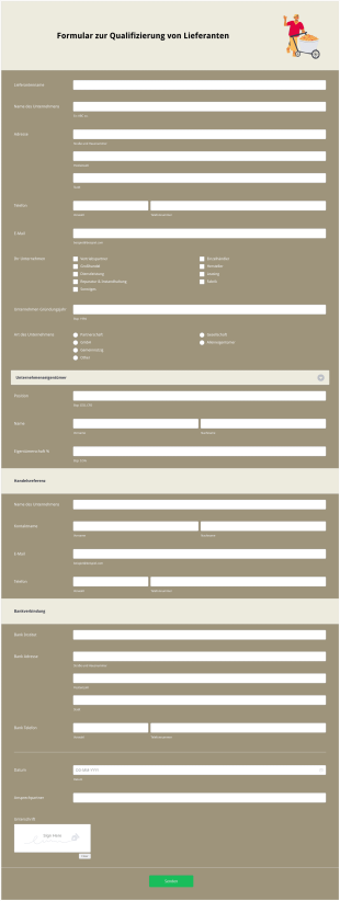 Formular Zur Qualifizierung Von Lieferanten Form Template