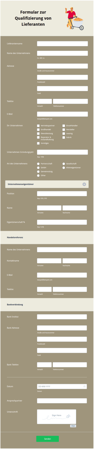 Formular Zur Qualifizierung Von Lieferanten