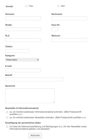 Formular Zur Sammlung Persönlicher Daten
