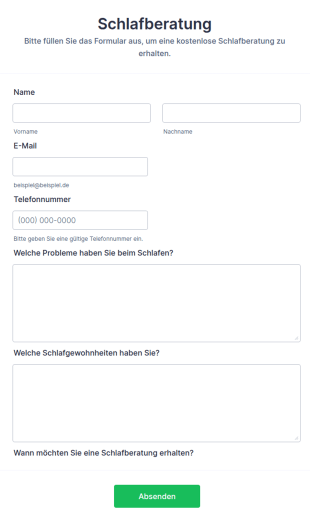 Formular Zur Schlafberatung