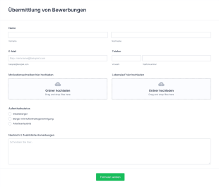 Formular Zur Übermittlung Von Bewerbungen Form Template