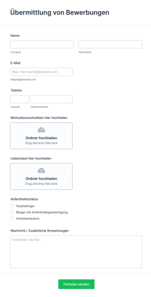 Formular Zur Übermittlung Von Bewerbungen