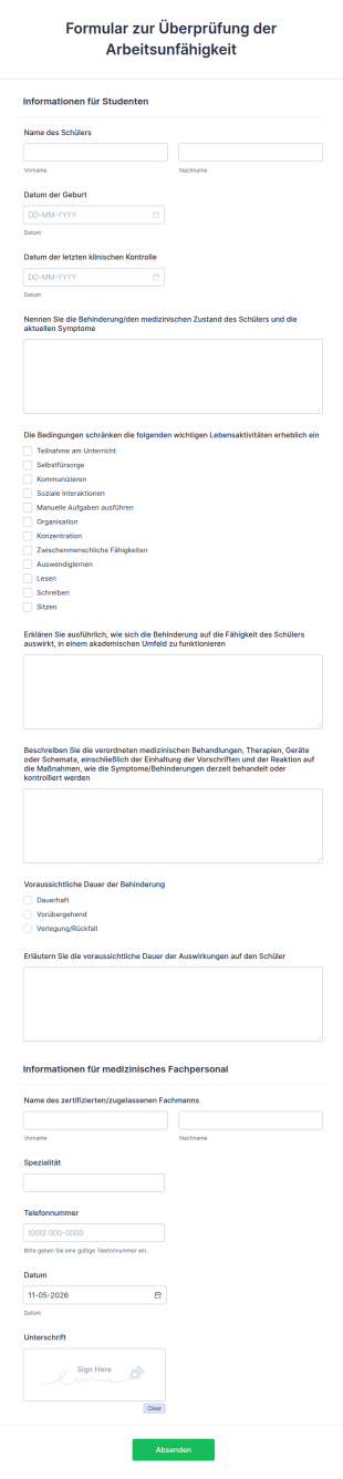 Formular Zur Überprüfung Der Arbeitsunfähigkeit