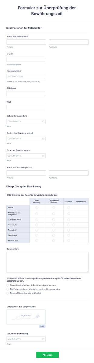 Formular Zur Überprüfung Der Bewährungszeit