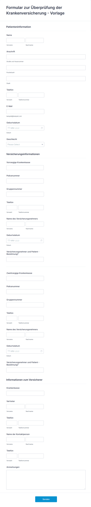 Formular Zur Überprüfung Der Krankenversicherung Vorlage